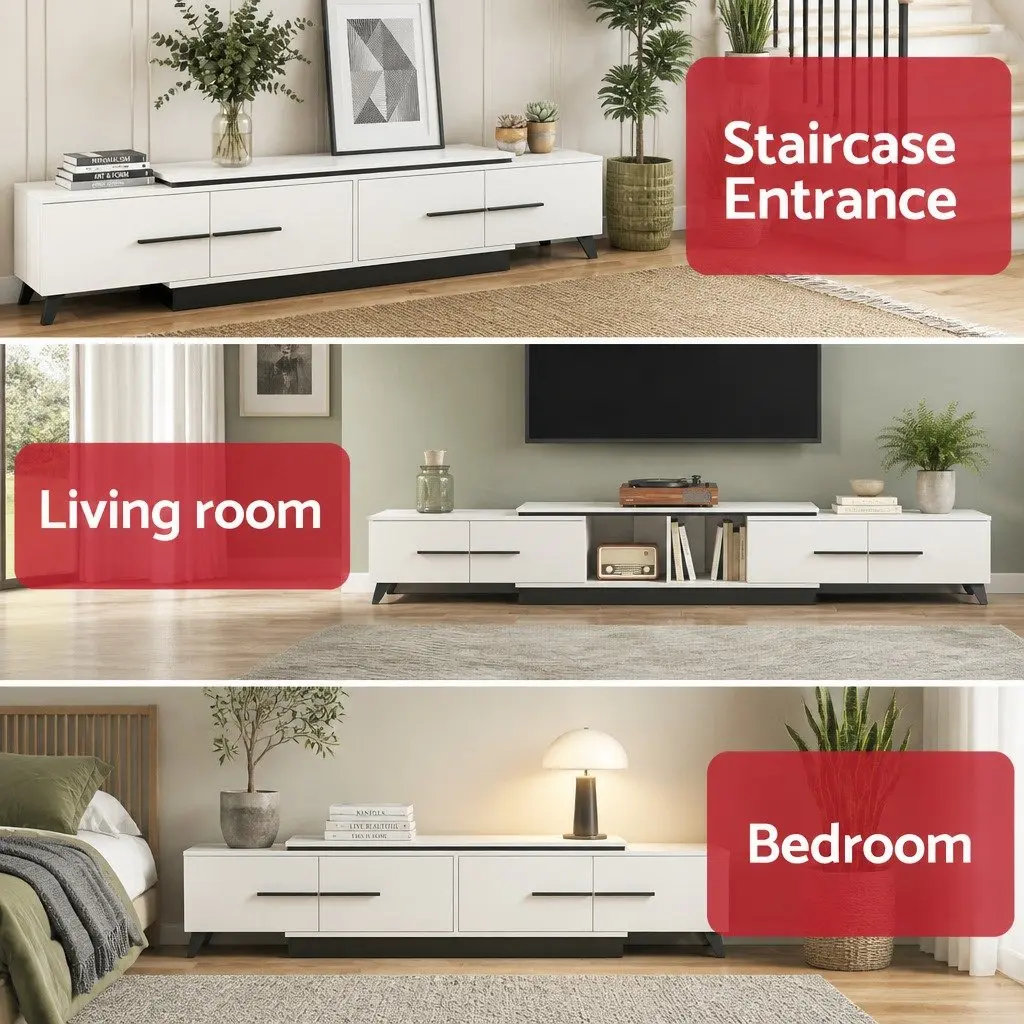 TV Unit E1 Particleboard 190-260cm White