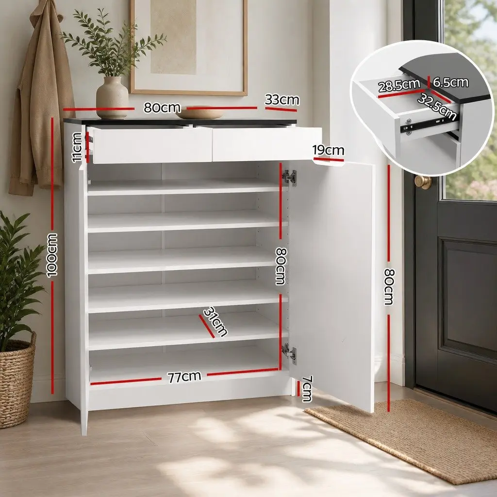 Shoe Rack Cabinet for 30 Pairs with Adjustable Shelves