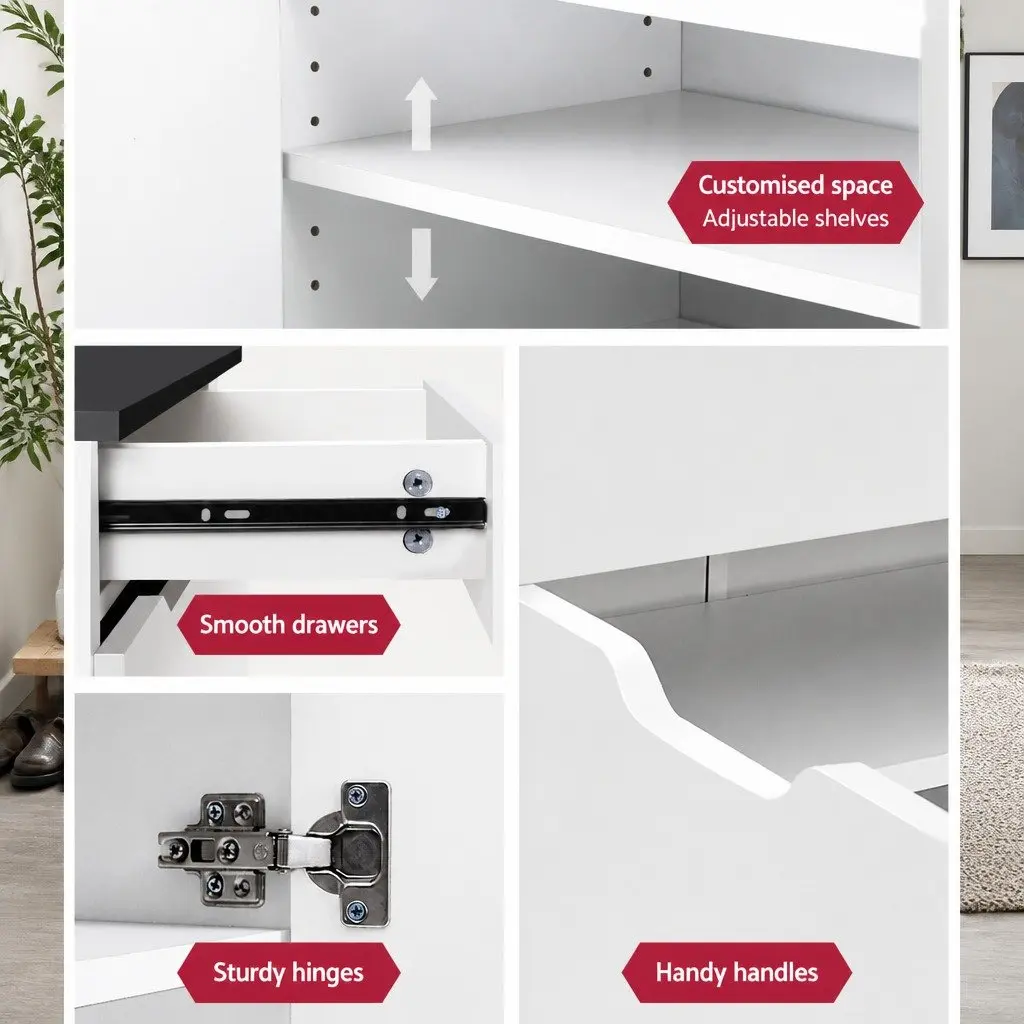 Shoe Rack Cabinet for 30 Pairs with Adjustable Shelves