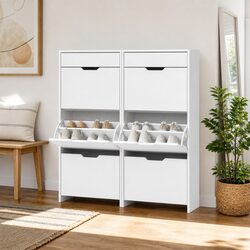 High-Quality White Shoe Cabinet Organizer Set