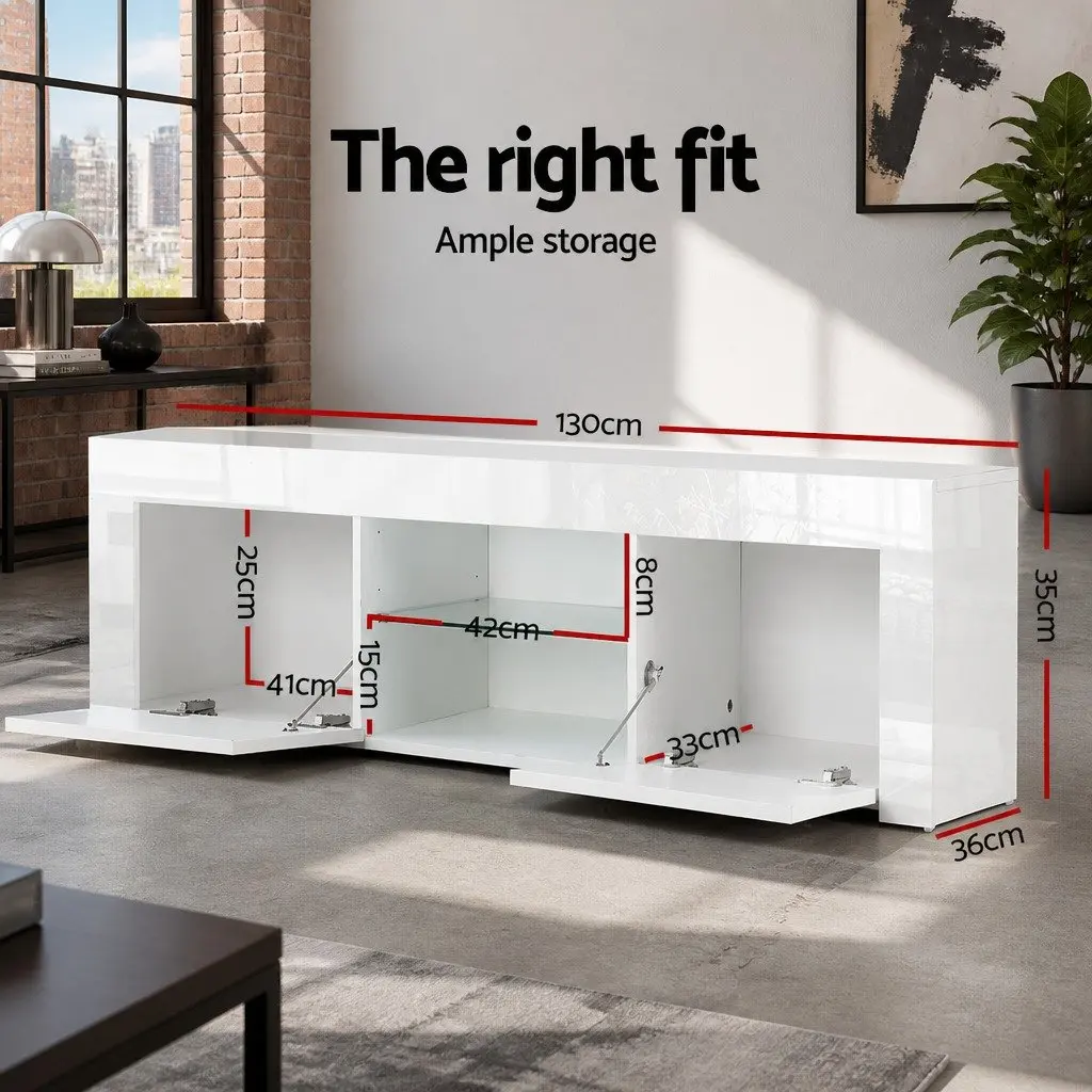 Entertainment Unit TV Cabinet 130cm White Living Room Storage Shelves