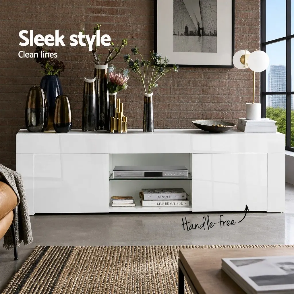 Entertainment Unit TV Cabinet 130cm White Living Room Storage Shelves