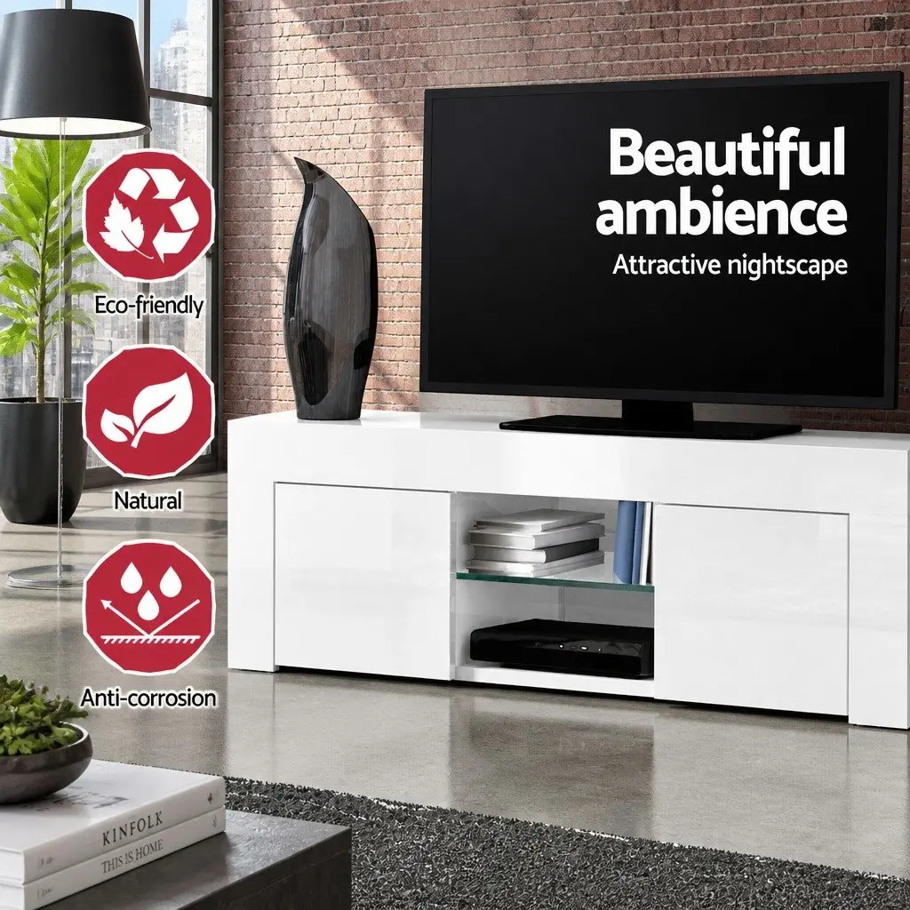 Entertainment Unit TV Cabinet 130cm White Living Room Storage Shelves
