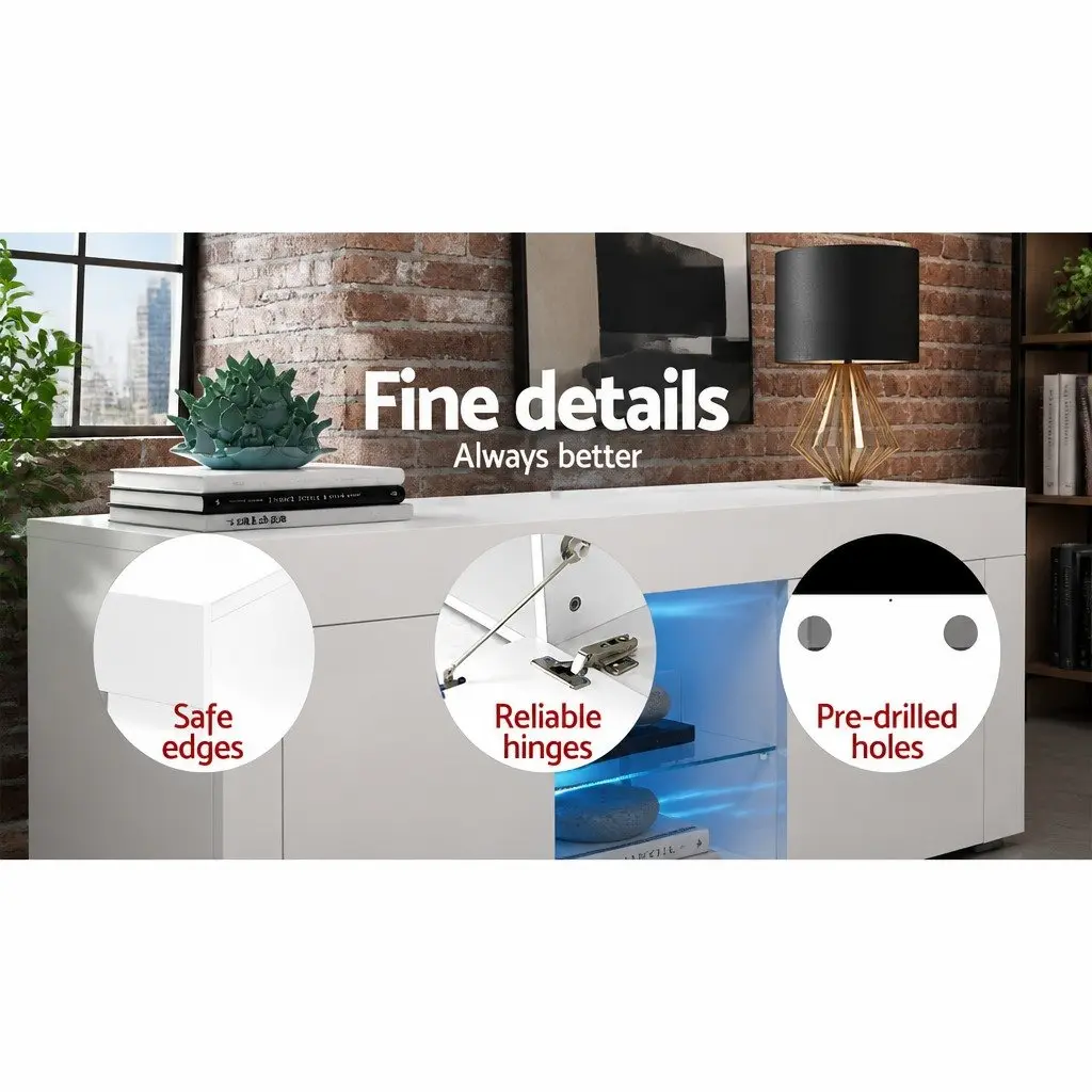 Entertainment Unit TV Cabinet 130cm White Living Room Storage Shelves