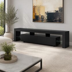 Black 200cm TV Cabinet with RGB LED Lighting