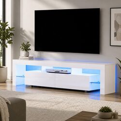 Stylish 200cm White Gloss TV Cabinet with RGB LED
