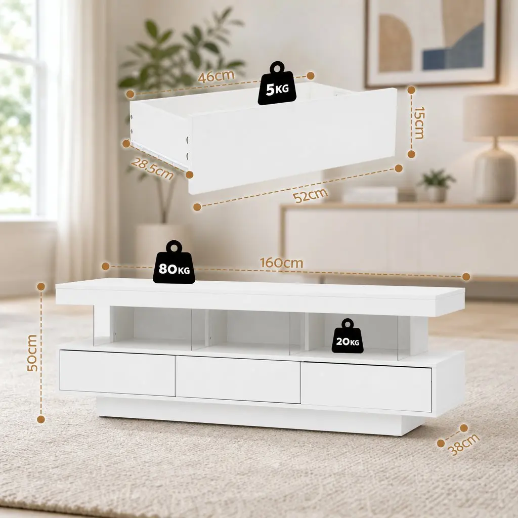 160CM LED Entertainment Unit with RGB Lighting