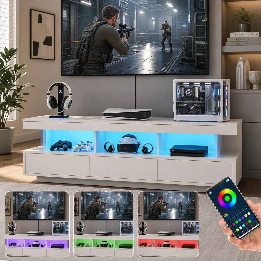 160CM LED Entertainment Unit with RGB Lighting