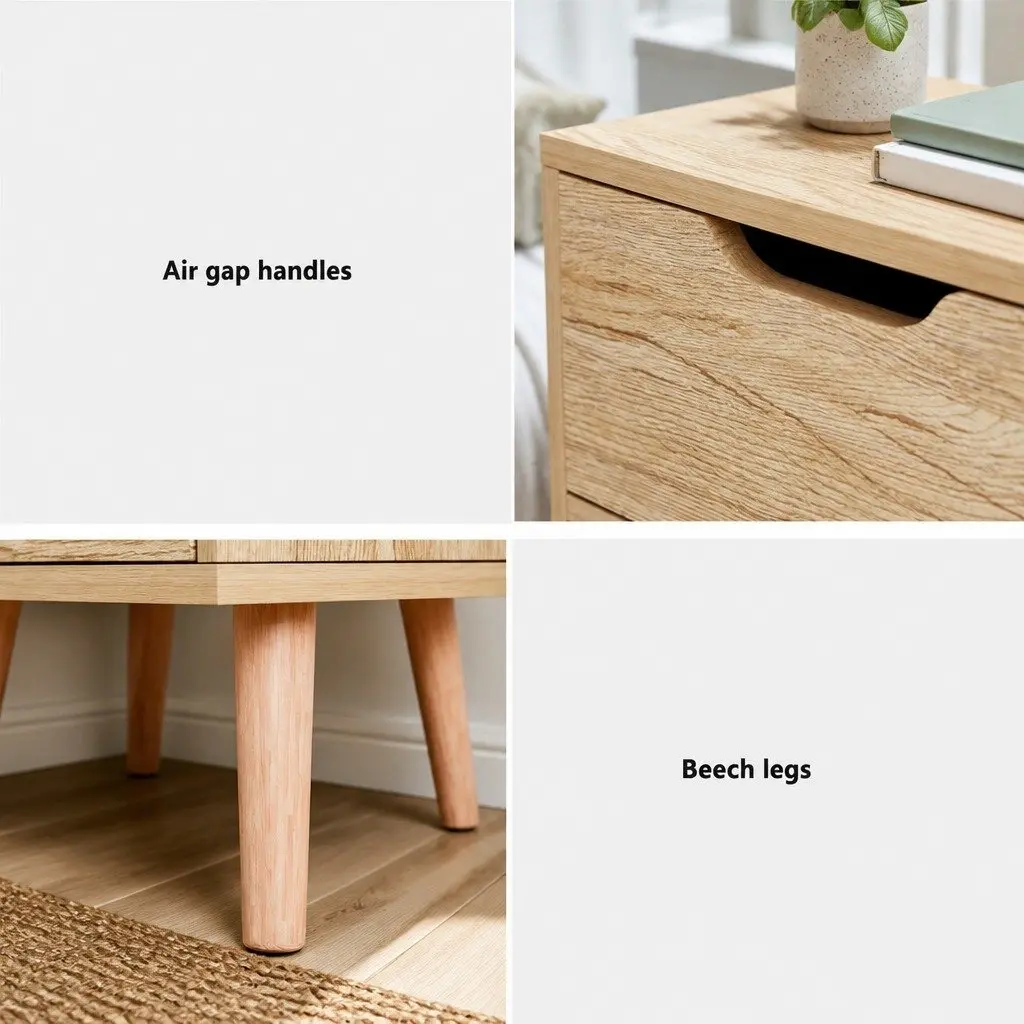 Black Bedside Table with 2 Drawers and Metal Slides