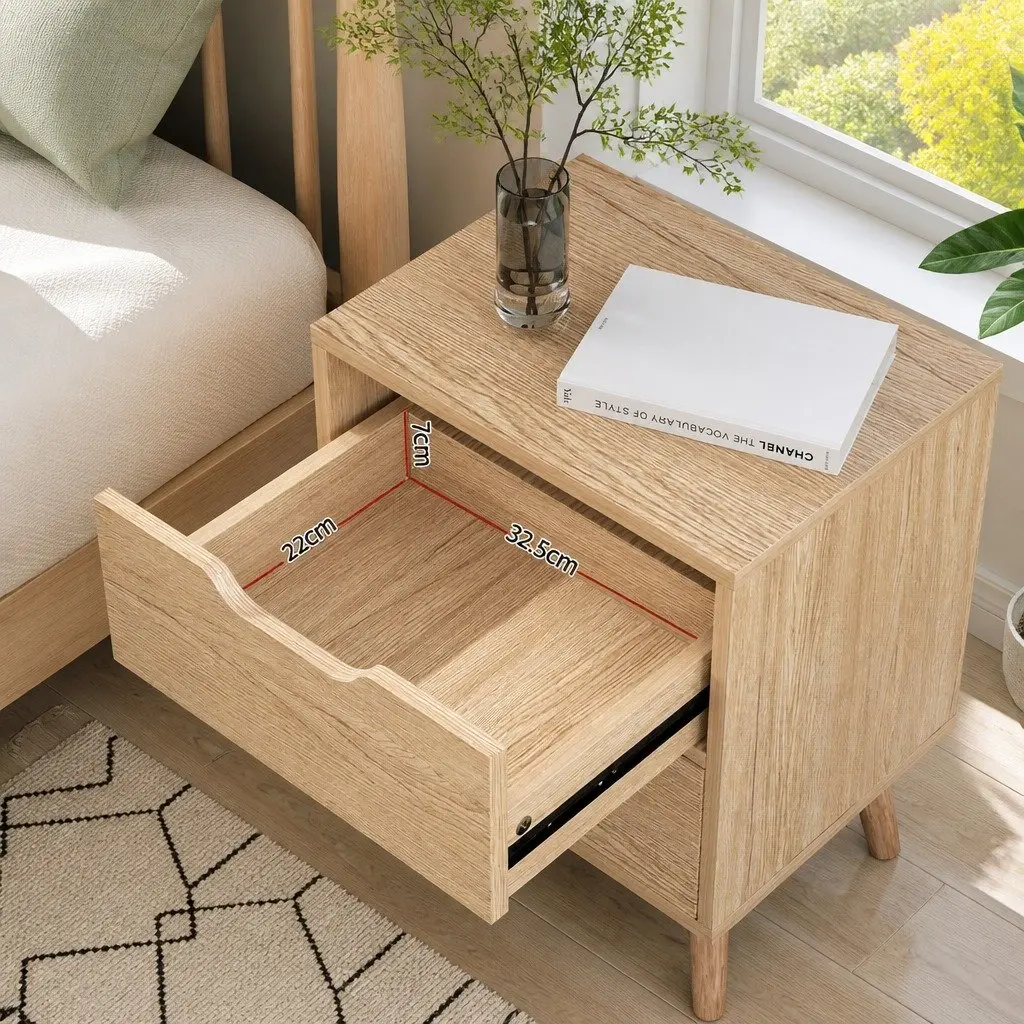 Bedside Table Particle Board 40cm x 30cm x 50cm Black