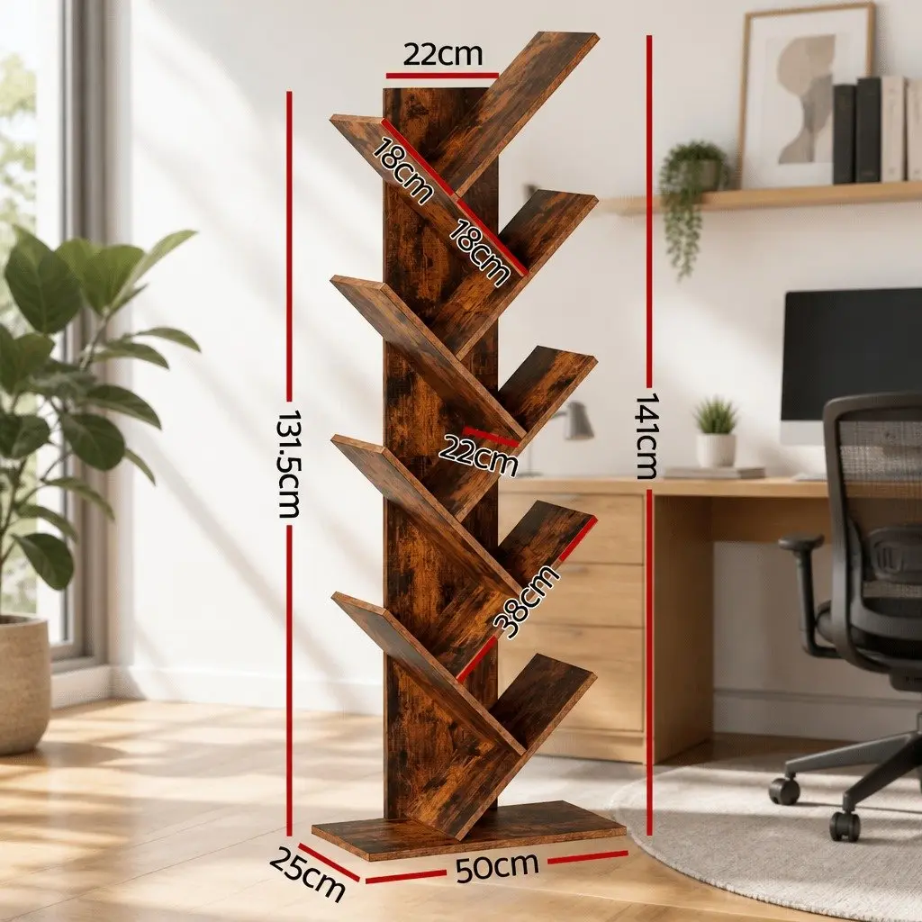 9 Tier Tree Bookshelf for Storage and Display