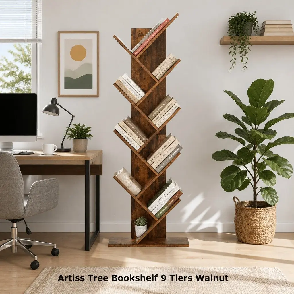 9 Tier Tree Bookshelf for Storage and Display