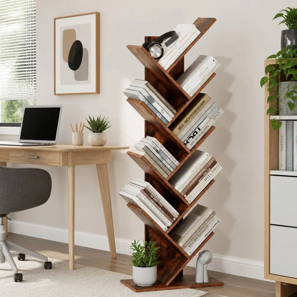 9 Tier Tree Bookshelf for Storage and Display