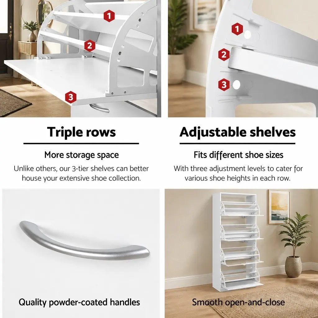 White Shoe Rack Cabinet for 60 Pairs