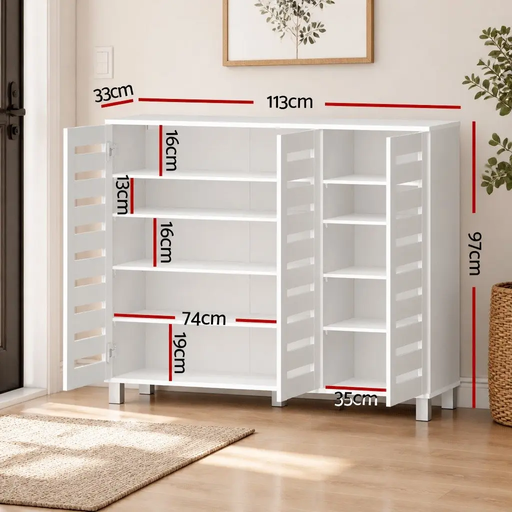 Shoe Storage Cabinet Engineered Wood 5-Tier Adjustable Shelf White