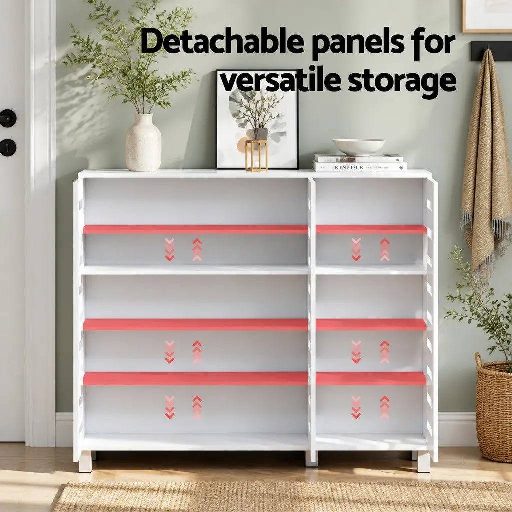 Shoe Storage Cabinet Engineered Wood 5-Tier Adjustable Shelf White