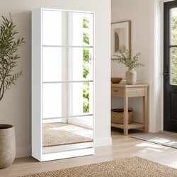 Stylish Shoe Rack Cabinet with Full-Length Mirror
