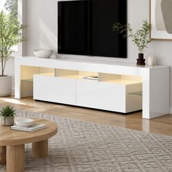LED TV Cabinet 189cm with RGB Lighting and Glass Shelf