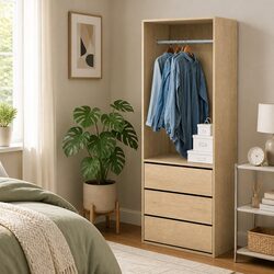 Durable Wardrobe Storage Unit with 3 Drawers in Pine