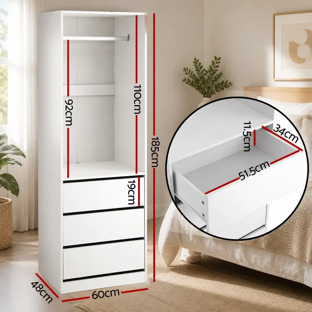 Wardrobe Storage Organizer with 3 Drawers