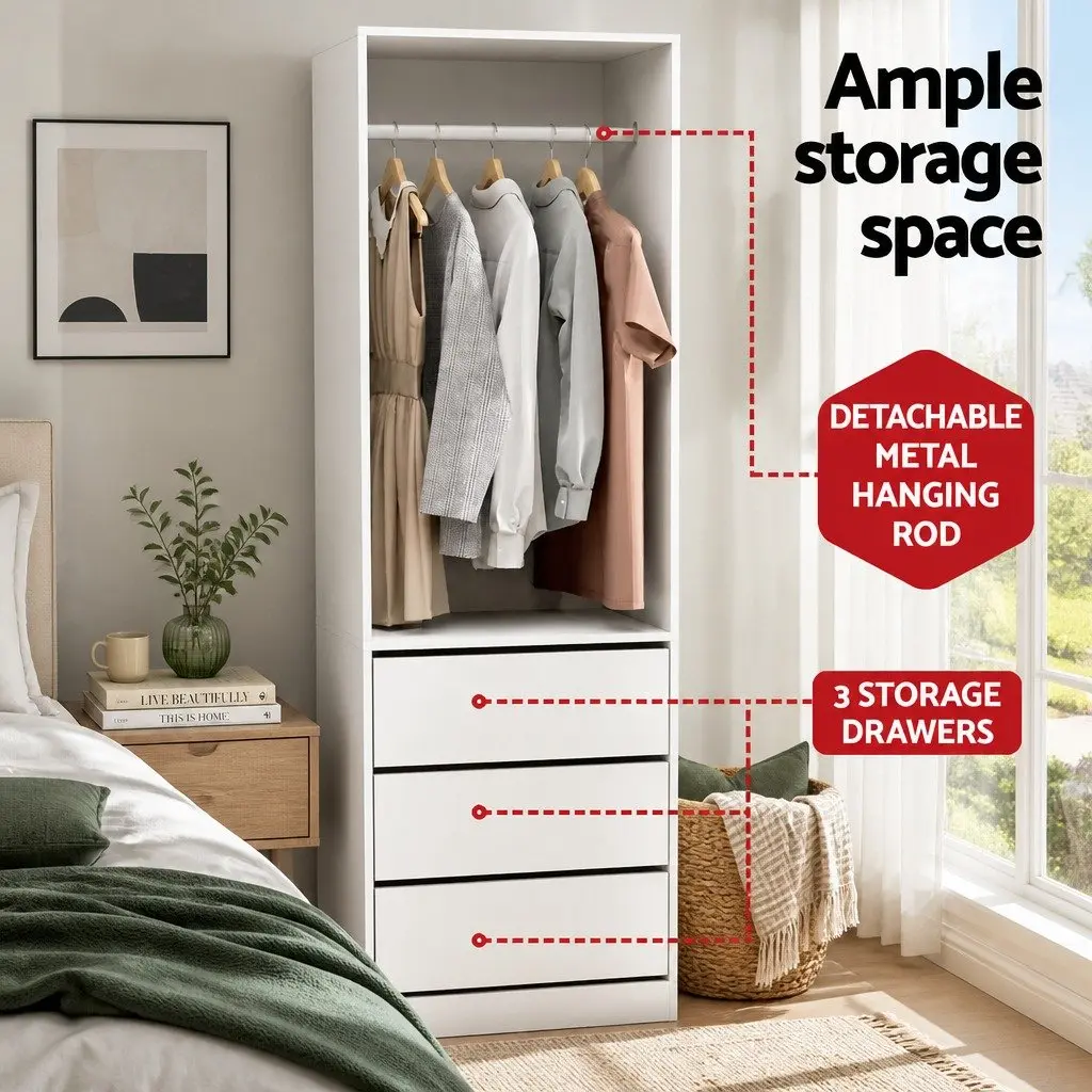Wardrobe Storage Organizer with 3 Drawers