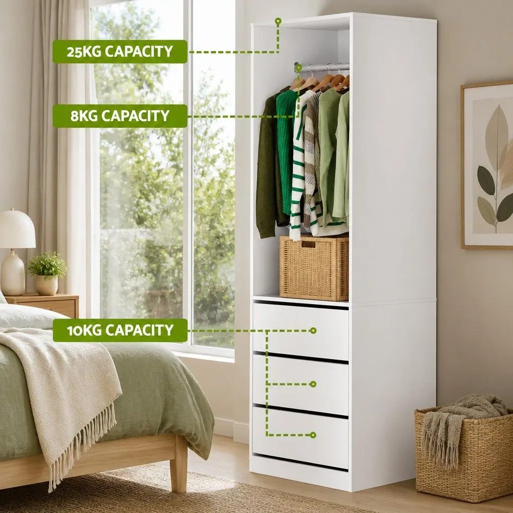 Wardrobe Storage Organizer with 3 Drawers