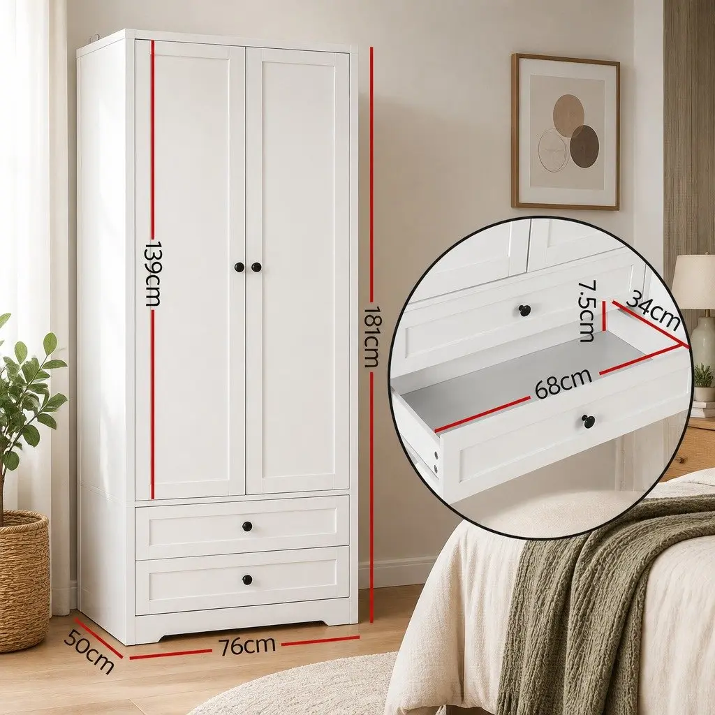 Wardrobe Storage Organizer 15mm Particle Board 76cm x 50cm x 181cm White