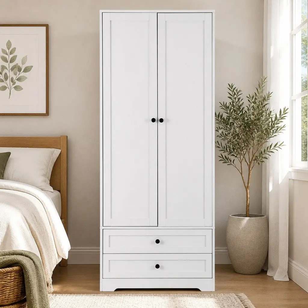 Wardrobe Storage Organizer 15mm Particle Board 76cm x 50cm x 181cm White