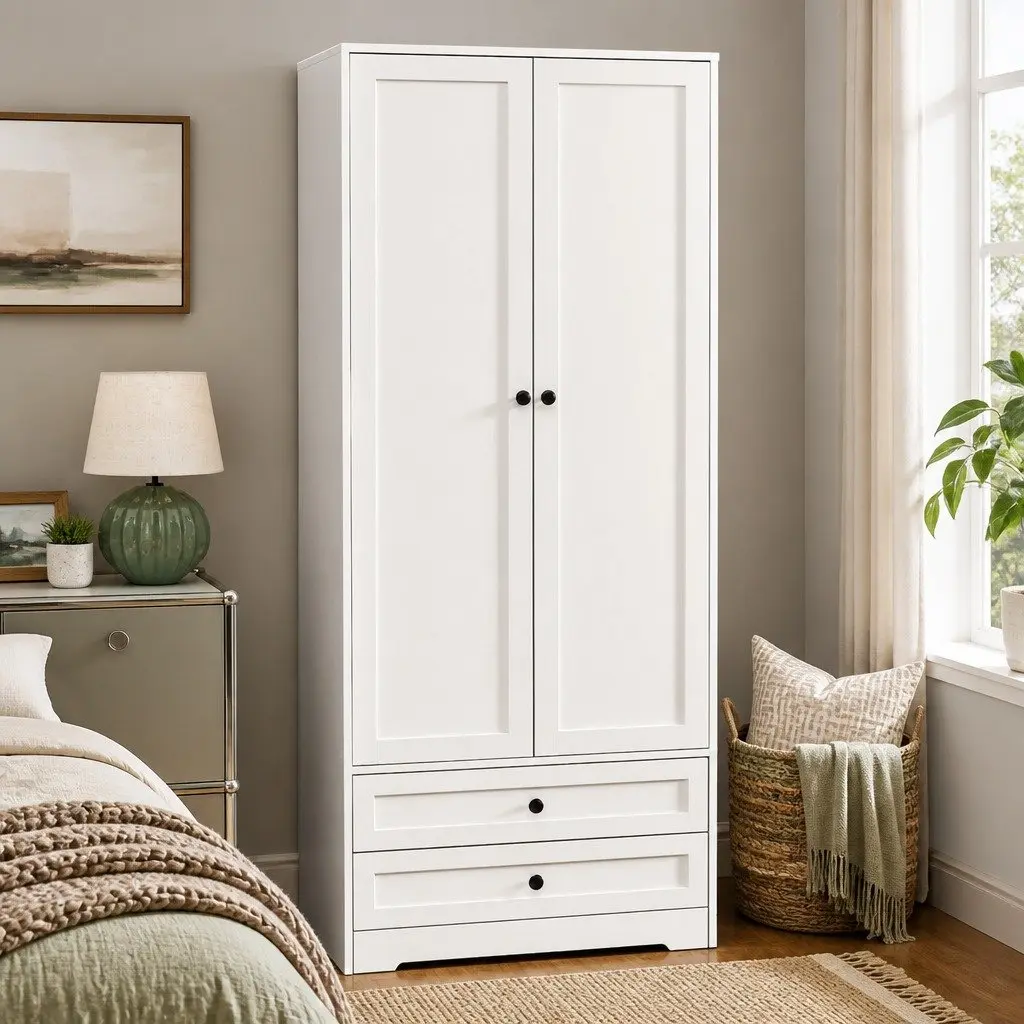 Wardrobe Storage Organizer 15mm Particle Board 76cm x 50cm x 181cm White