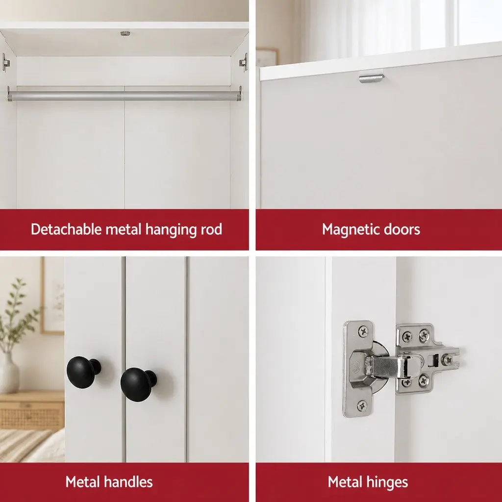 Wardrobe Storage Organizer 15mm Particle Board 76cm x 50cm x 181cm White