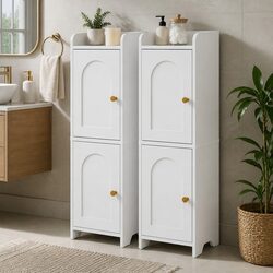 Premium 2-Tier Slim Bathroom Storage Cabinet with Adjustable Shelves
