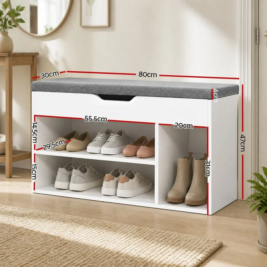 Shoe Storage Bench Particle Board 80cm White