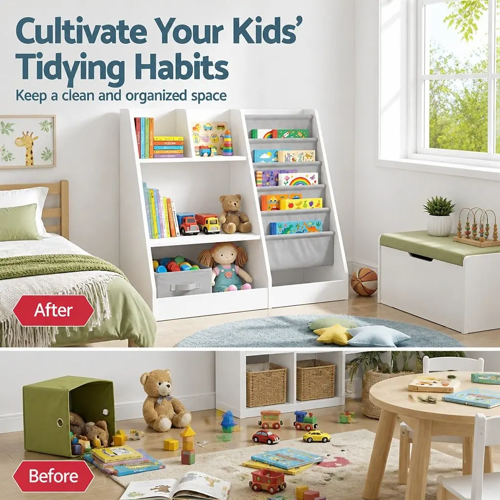 Kids Bookshelf Storage Organizer Melamine 91cm White