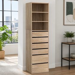 Tall Pine Chest of Drawers with 6 Smooth-Glide Drawers