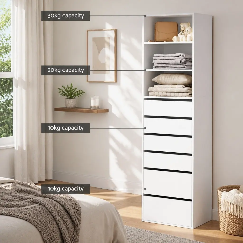 Chest of Drawers Particle Board 50.5cm x 40cm x 185cm White