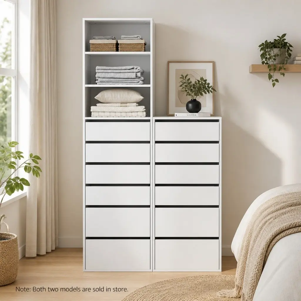 Chest of Drawers Particle Board 50.5cm x 40cm x 185cm White