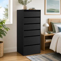6 Drawer Chest of Drawers Tallboy Bedroom Storage Dresser Furniture Bedside
