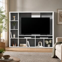 Open Shelves Entertainment Center TV Stand 183cm White