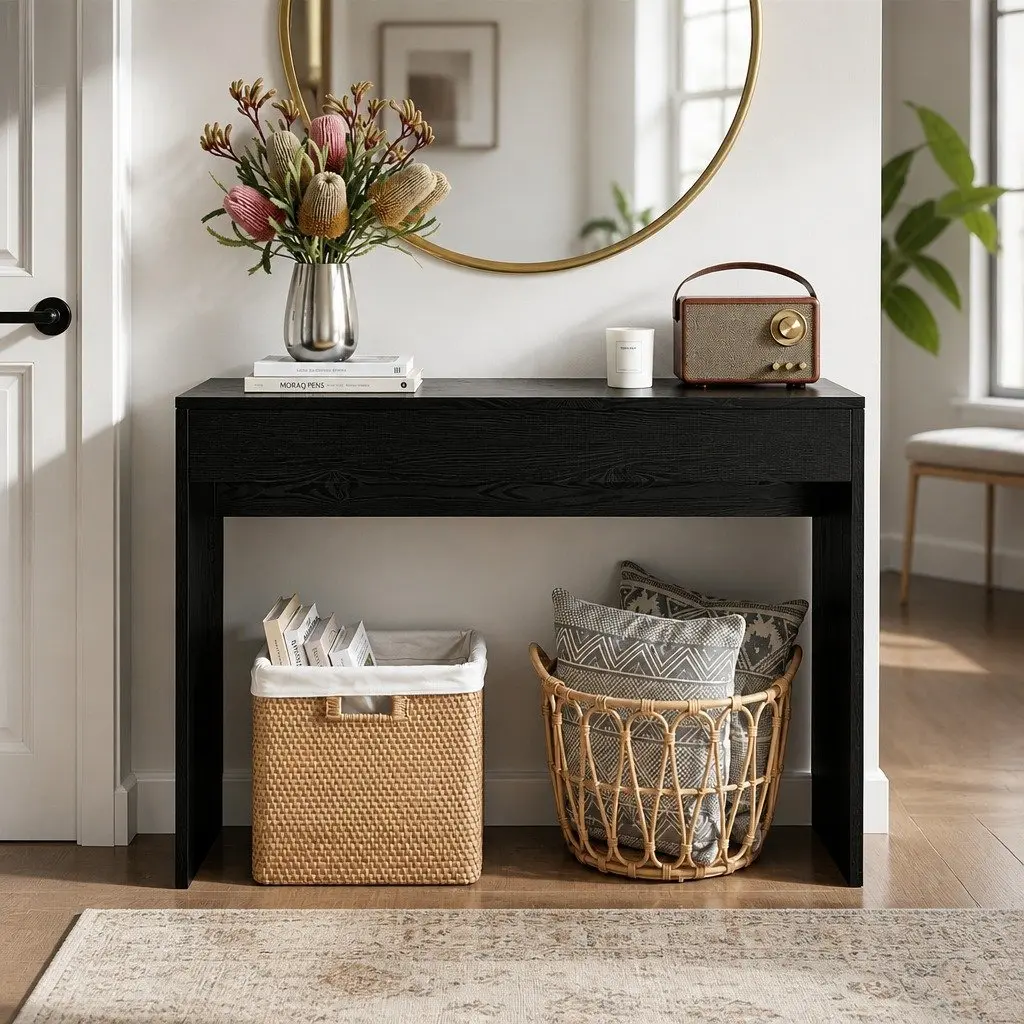 Black Console Table with Ample Storage