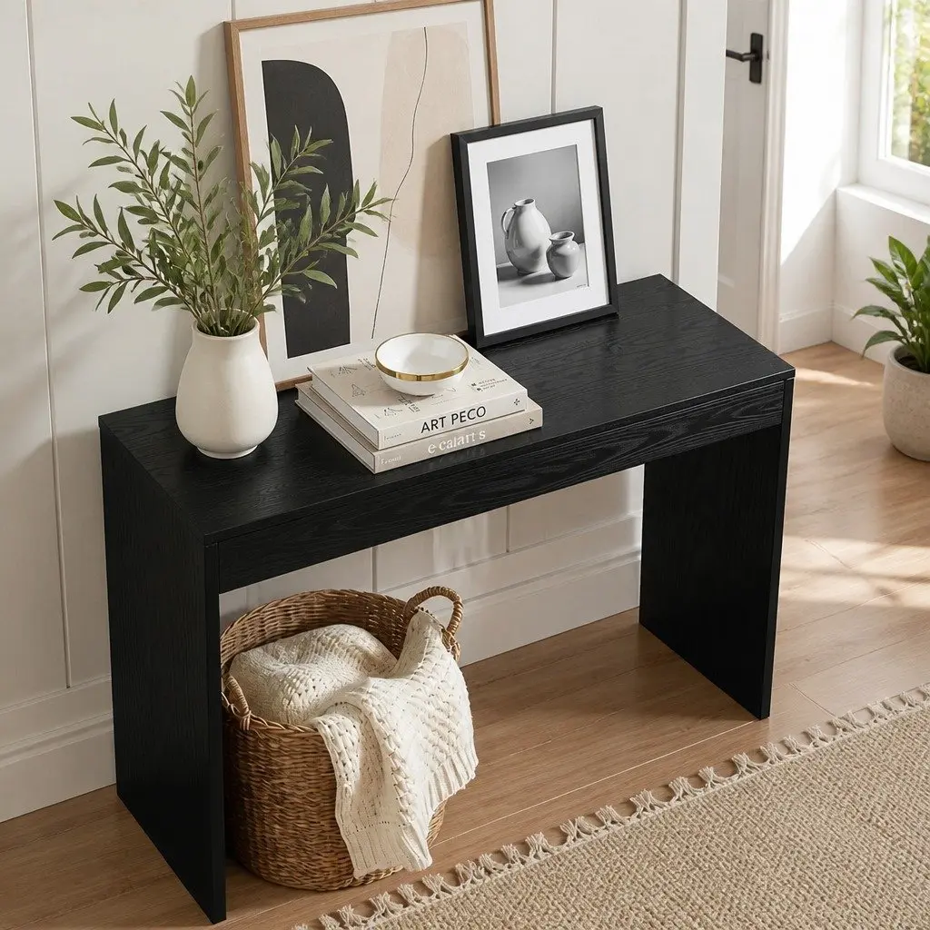 Black Console Table with Ample Storage