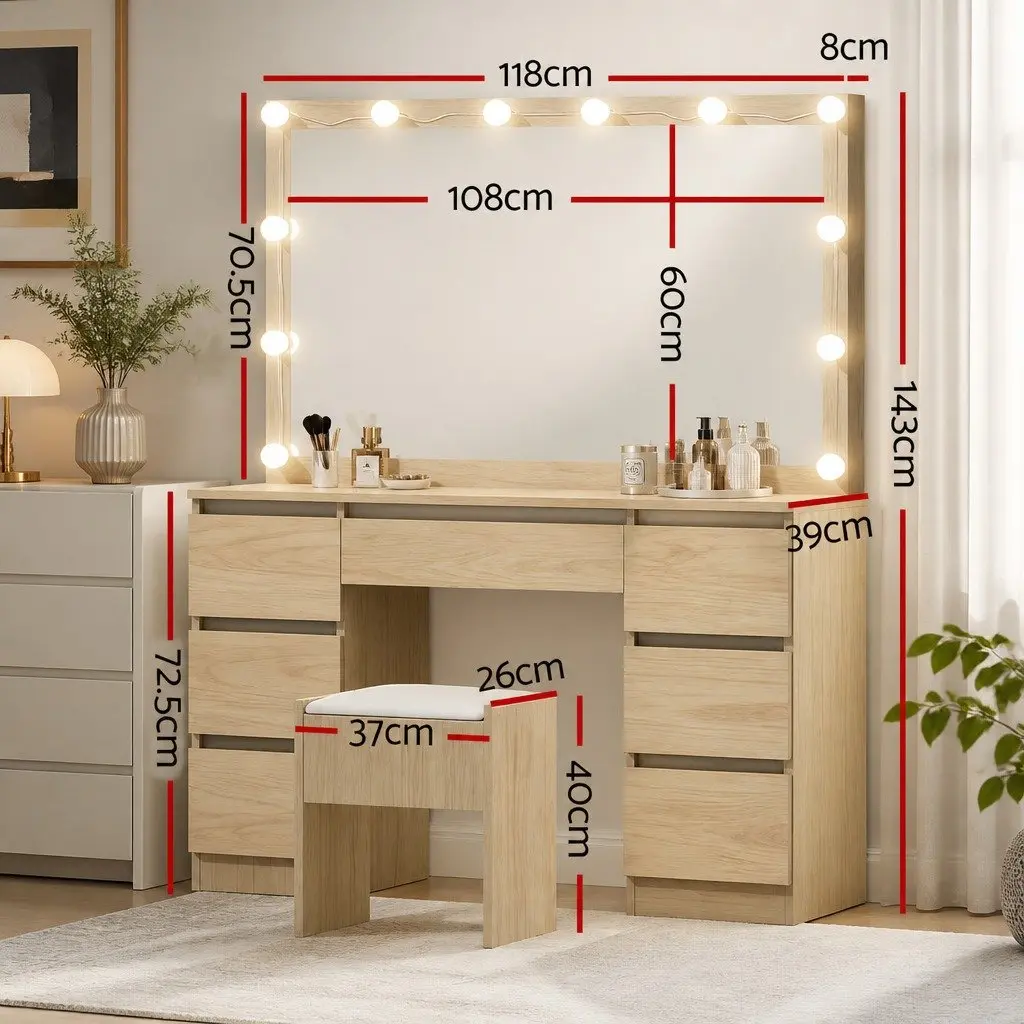 Dressing Table Vanity Desk Set with LED Bulbs