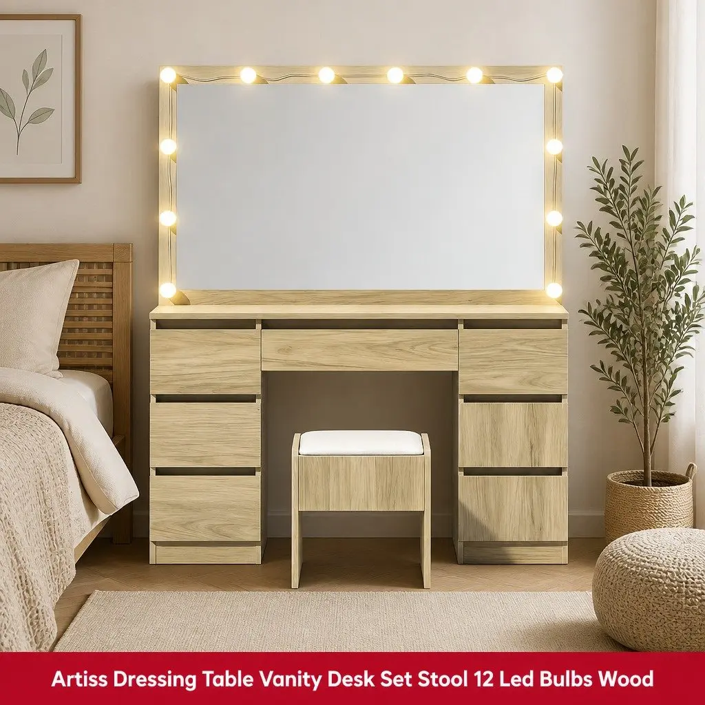 Dressing Table Vanity Desk Set with LED Bulbs