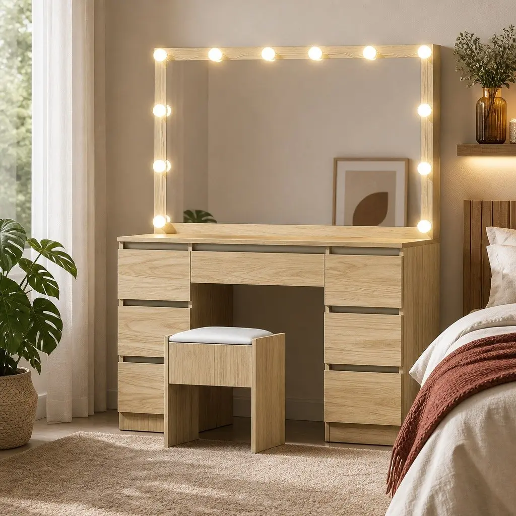 Dressing Table Vanity Desk Set with LED Bulbs
