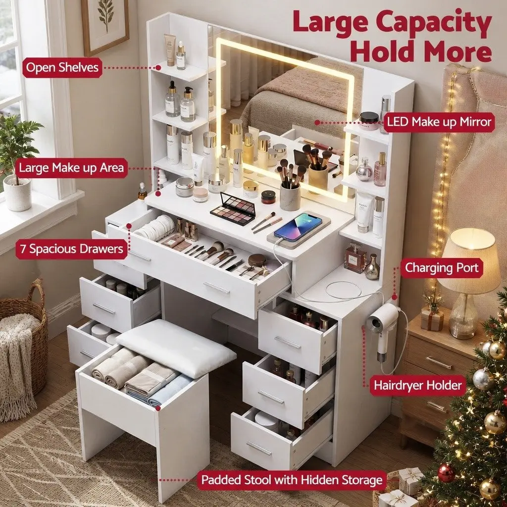 Dressing Table Vanity Set with LED Mirror