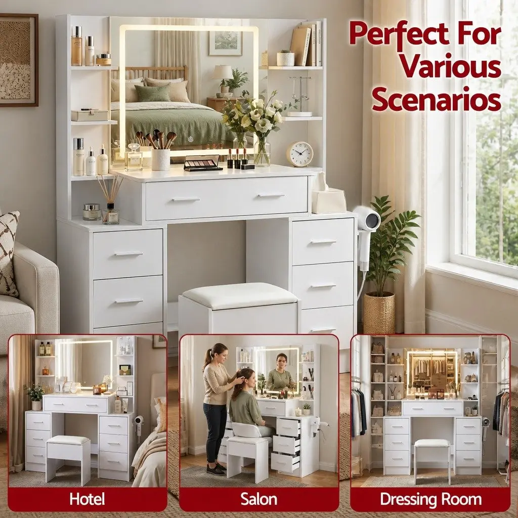 Dressing Table Vanity Set with LED Mirror