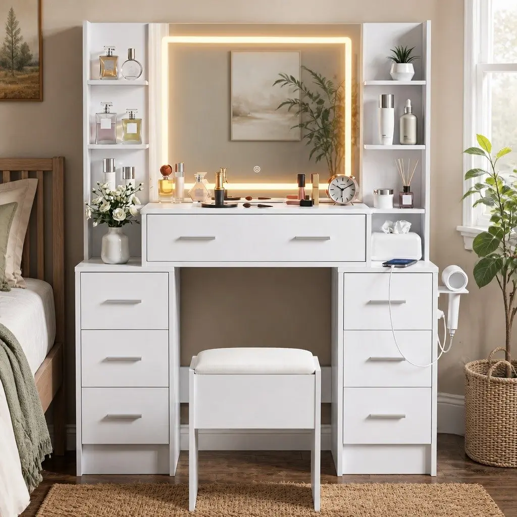Dressing Table Vanity Set with LED Mirror
