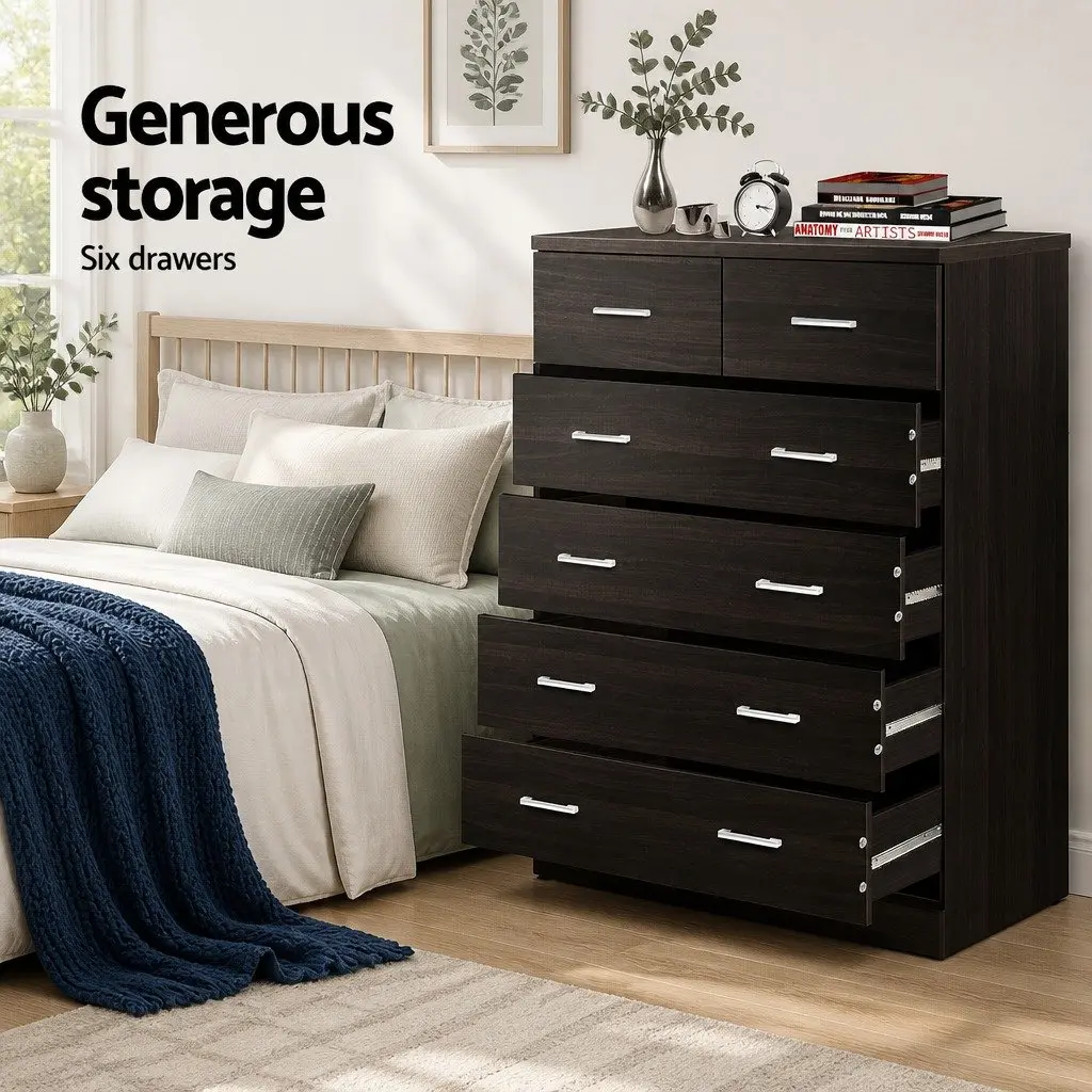 6 Drawer Chest Tallboy for Bedroom Storage