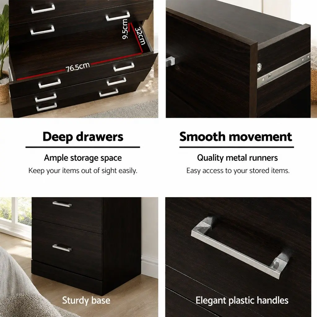 6 Drawer Chest Tallboy for Bedroom Storage