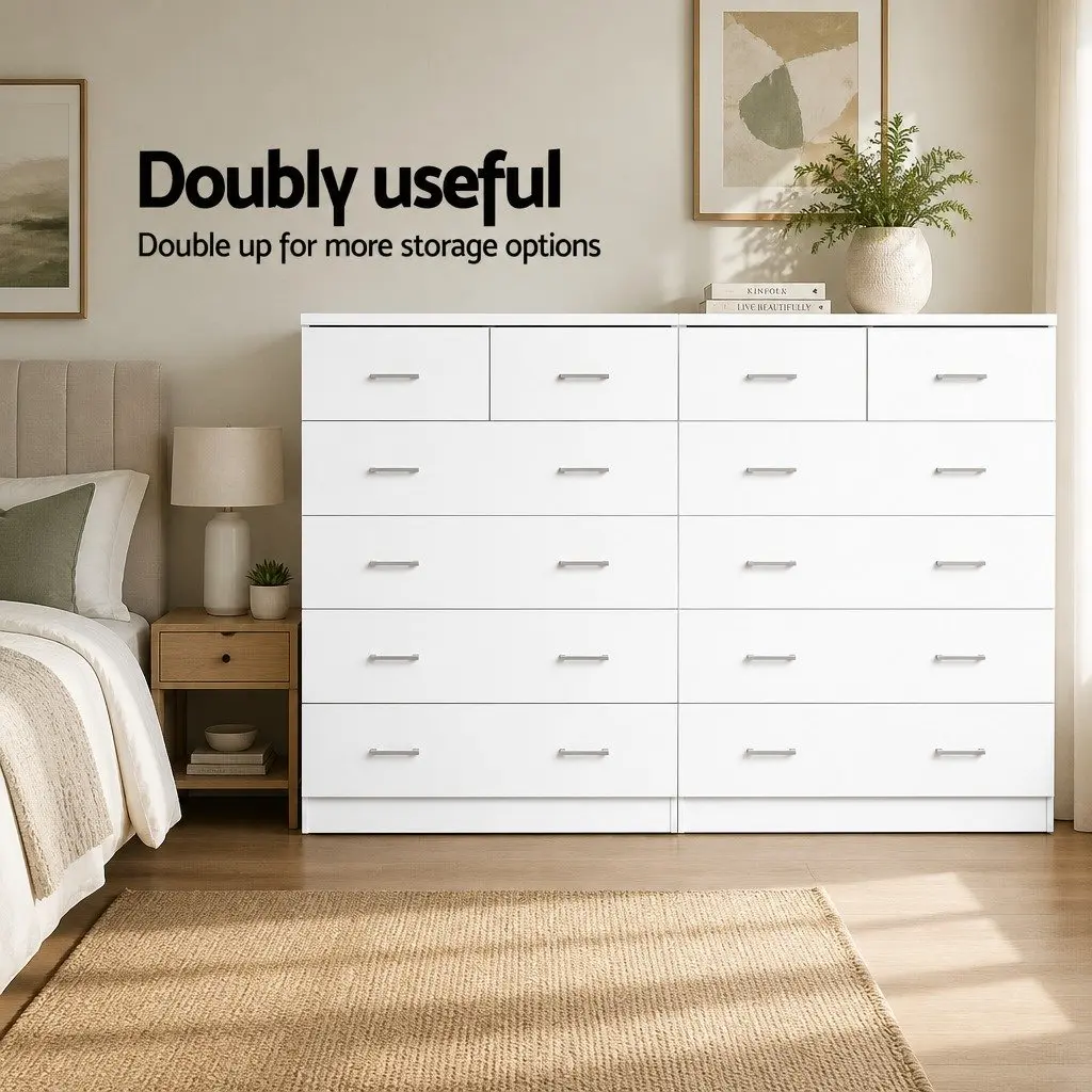 6-Drawer Tallboy Chest in White for Storage
