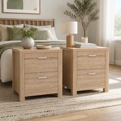 Stylish Pine Bedside Table with 2 Drawers